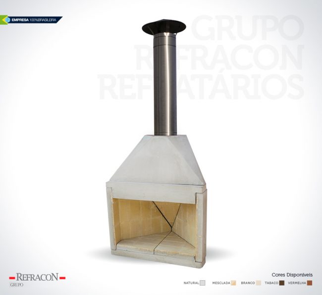 Lareira pré-moldada a lenha.